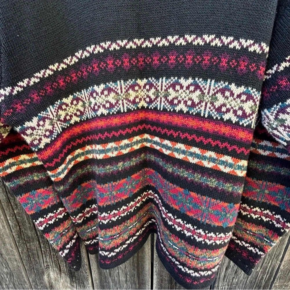 Erika & Co. Colorful Patterned Zip-Up Sweater Ramie and Cotton size XL